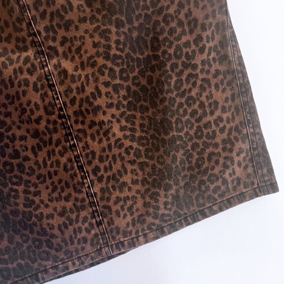Jeanology Vintage Leopard Print Denim Jean Skirt Brown/Black Size 10 EUC — Y2K - Picture 2 of 8